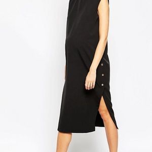 ASOS black maternity column dress w/ popper sides